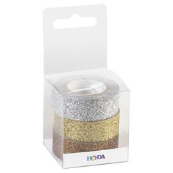 Traka Deco ljepljiva 15mmx3m glitter pk3 Heyda 20-35843 74 sortirano blister