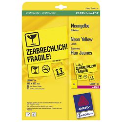 Etikete LK 210x297 mm pk20L Zweckform L6006-20 neon žute