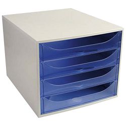 Kutija s  4 ladice Ecobox Exacompta 228610D sivo/prozirno plava