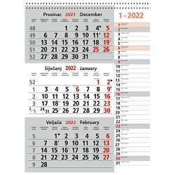 Kalendar zidni trodijelni 2023. memo sa spiralom