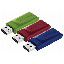 Memorija USB 3x16GB 2.0 StorenGo Slider Verbatim 49326 sortirano blister