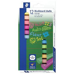 Kreda školska četvrtasta besprašna fi-12 mm pk12 Staedtler 2360 sortirano blister