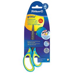 Škare školske 15 cm Griffix Pelikan 810241 neon plavo-žute blister