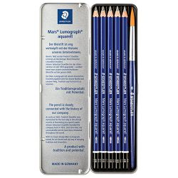 Olovka grafitna pk5+kist u metalnoj kutiji Mars Lumograph aquarell DesignJourney Staedtler 100A G6!!