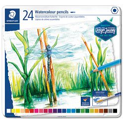 Boje drvene-vodene  24boje metalna kutija Aquarell Design Journey Staedtler 14610C M24