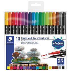 Marker permanentni obostrani 18boja Design Journey Staedtler 3187 TB18 blister