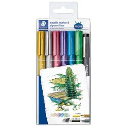 Marker nepermanentni 1-2mm pk6 Metallic i pigment liner Design Journey Staedtler 8323-SWP6P blister