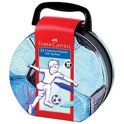 Flomaster školski  33boje u metalnoj kutiji Connector Soccer Faber-Castell 155538
