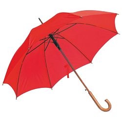 Kišobran automatik s drvenom ručkom crveni