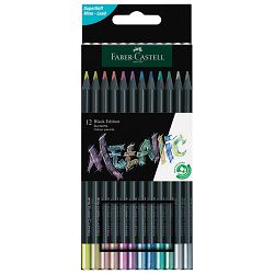 Boje drvene  12boja trokutaste Black Edition Metallic Faber Castell 116415 blister