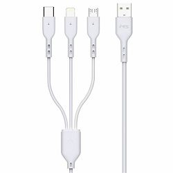 MS CABLE USB-A 2.0 -> 3 U 1 - TypeC, Light, microUSB, 1m, MS white