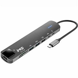 USB HUB C300, HDMI1.4+USB3.0+USB2.0+PD+TYPE C 2.0+SD/TF+RJ45 100 M, MS