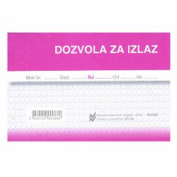 I-59 DOZVOLA ZA IZLAZ; Blok 100 listova, 12,5 x 8,8 cm