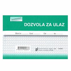 I-60 DOZVOLA ZA ULAZ; Blok 100 listova, 12,5 x 8,8 cm