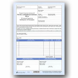 I-706 POTVRDA O OSLOBAĐANJU PLAĆANJA PDV-A; Komplet 3 lista, 21 x 29,7 cm