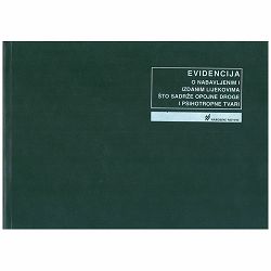 III-3-10 EVIDENCIJA O NABAVLJENIM I IZDANIM LIJEKOVIMA ŠTO SADRŽE OPOJNE DROGE I PSIHOTROPNE TVARI; Knjiga 100 stranica, 29,7 x 21 cm