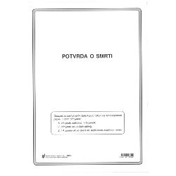 IV-28/NCR/11 POTVRDA O SMRTI; Komplet (omotni arak + set od tri kompleta po 4 NCR lista), 21 x 29,7 cm