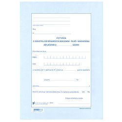 V-102 POTVRDA O PLAĆI I NAKNADAMA; List, 21 x 29,7 cm