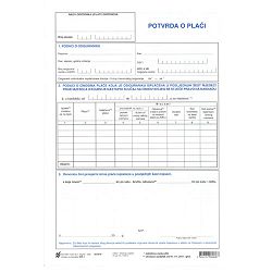 ER-1 POTVRDA O PLAĆI; Komplet 2 lista, 21 x 29,7 cm