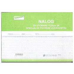 VI-17/NCR NALOG ZA UPORABU VOZILA ZA SPECIJALNE POTREBE U ZDRAVSTVU - HITNI PRIJEVOZ (Obrazac SAN - 5); Blok 3 x 50 listova, 21 x 14,8 cm