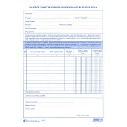 IX-400 IZVJEŠTAJ O OSTVARIVANJU OSLOBAĐANJA OD PLAĆANJA PDV-a; Komplet 2 lista, 21 x 29,7 cm