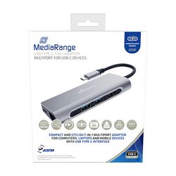 MediaRangeUSBType-C®7-in-1multiport(HDMI,LAN,...)adapter,silver™,MRCS510