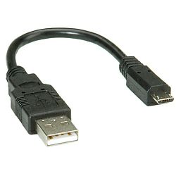 Roline USB2.0 kabel TIP A(M) na Micro B(M), 0.15m, crni