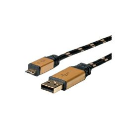 Roline GOLD USB2.0 kabel TIP A(M) - Micro B(M), 1.8m, crno/zlatni