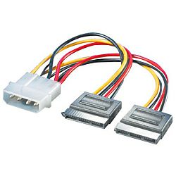 Roline interni Y-naponski kabel, 4-pin HDD - 2×SATA, 0.12m