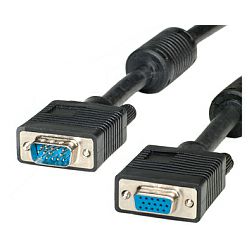 Roline VGA HQ kabel (feritna jezgra), HD15 M/F, 2.0m, crni