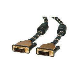 Roline GOLD DVI kabel, DVI-D (24+1) Dual Link, M/M, 2.0m, crno/zlatni