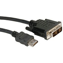 Roline DVI kabel, DVI-D (18+1) - HDMI, M/M, 2.0m, crni