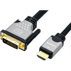 Roline DVI kabel, DVI-D (24+1) - HDMI, Dual Link, M/M, 3.0m, crno/sivi