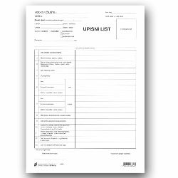 XI-9-22 UPISNI LIST; List, 21 x 29,7 cm