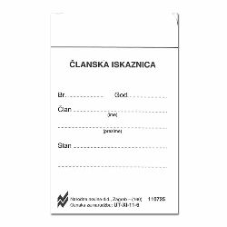 XI-11-6 ČLANSKA ISKAZNICA; Karton, 6,2 x 10,5 cm