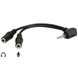 Roline Audio Y kabel, 3.5mm Stereo (M) - 2×3.5mm Stereo (F), 0.15m