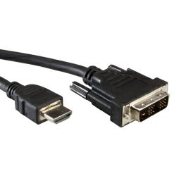 Roline VALUE DVI kabel, DVI-D (18+1) - HDMI, M/M, 2.0m, crni