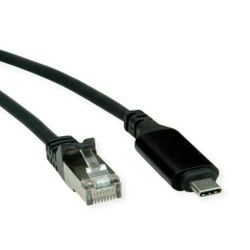Roline adapter/kabel USB-C - Gigabit LAN 10/100/1000Mbit/s, 2.0m. crni