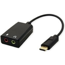 Roline VALUE adapter USB-C - 2×3.5mm audio, M/F, 0.13 m
