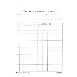XIV-25 IZVADAK IZ KATASTRA ZEMLJIŠTA; List, 21 x 29,7 cm