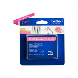BROTHER TZEMQP35 12mm White/Berry Pink m, TZEMQP35