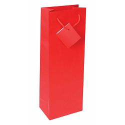 Vrećica boca veća jednobojna mat crvena 13x36x8,5cm 71457 P12/144