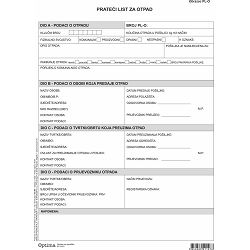Prateći list za otpad PL-O  EC-I-824 OPTIMA P100