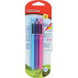 Gel pen 0,7 OPTIMA Soft Touch 461 3/1 sv.plava+roza+ljubič. 00927 bls P12/144