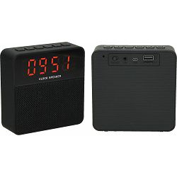 Zvučnik bluetooth FM Quadro crni sa radio prijamnikom i satom  P1/25