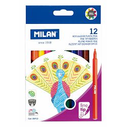 Flomasteri 1/12 MILAN Peacock tanki vrh perivi karton bls P12/144