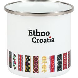 Šalica lončić od emajla Ethno Croatia 350 ml bijeli