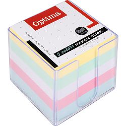 Blok kocka 9x9x9cm OPTIMA u PVC kutiji mix 5 pastel boja, 22944 P24