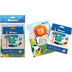 Set bojanka A5 s naljepnicama + flomasteri 12/1 Karbon