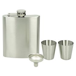 Pljoska 4-djelni set Brandy silver, pljoska 230ml, 2 čašice i lijevak u kutiji